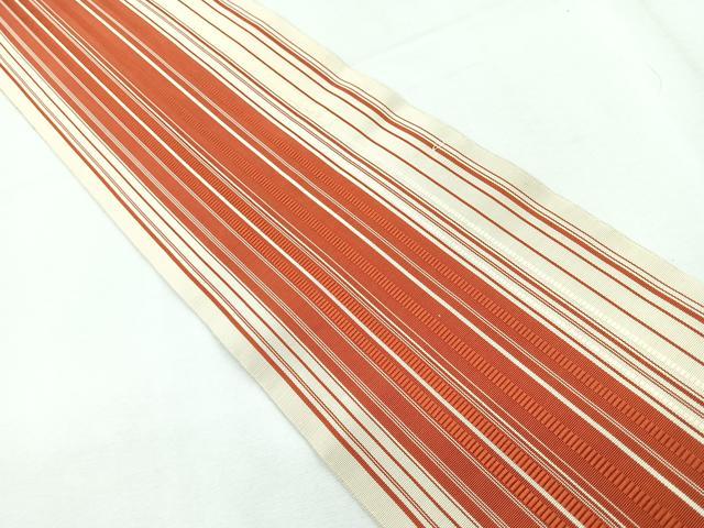 平和屋着物◎本場筑前博多織 半幅帯 間道 正絹 逸品 CABD4949nb