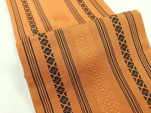 平和屋着物◎本場筑前博多織　半幅帯　天井　証紙付き　正絹　逸品　CABD4956nb