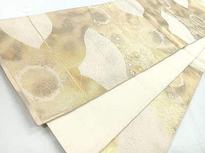 平和屋着物◎六通柄袋帯　吉祥花文　引箔　正絹　逸品　CABD5000nb