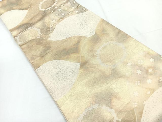 平和屋着物◎六通柄袋帯　吉祥花文　引箔　正絹　逸品　CABD5000nb