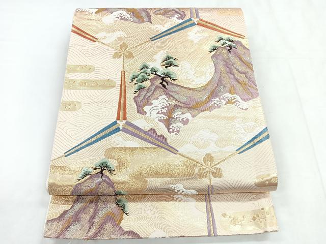 平和屋着物◎六通柄袋帯 光悦錦 シルクロード 金糸 正絹 逸品 CABD5020nb