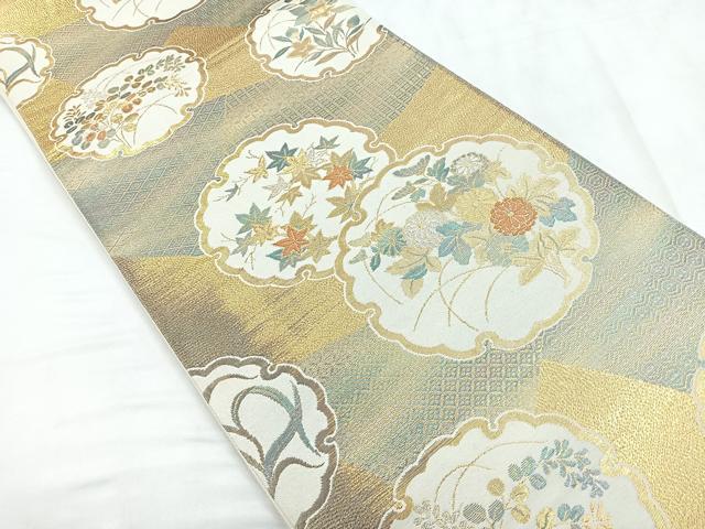 平和屋着物◎六通柄袋帯 雪輪花文 金銀糸 正絹 逸品 CABD5023nb