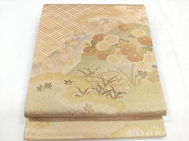 平和屋着物◎太鼓柄袋帯　装華　金糸　正絹　逸品　CABD5032nb
