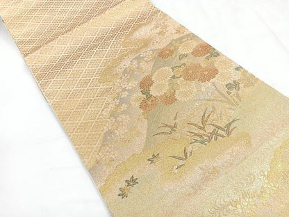 平和屋着物◎太鼓柄袋帯　装華　金糸　正絹　逸品　CABD5032nb