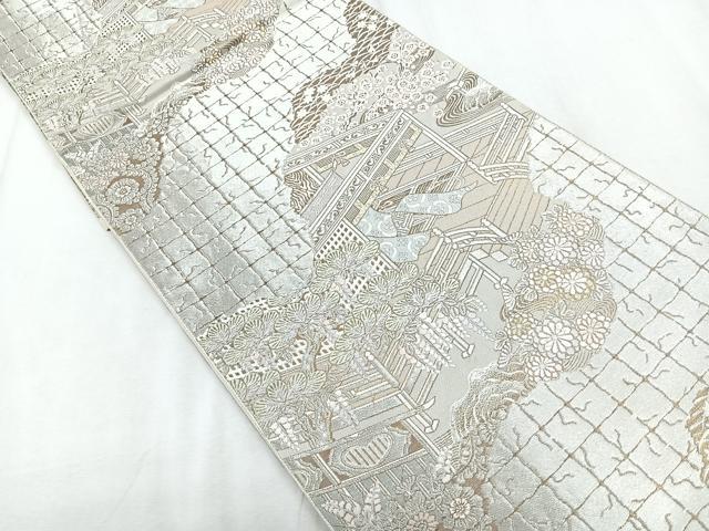 平和屋着物◎西陣　服部織物謹製　六通柄袋帯　唐織　風景文　金銀糸　正絹　逸品　CABD5050nb
