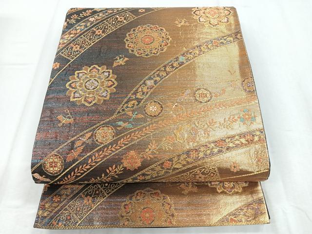 平和屋着物◎六通柄袋帯 唐織 花鳥文 金糸 正絹 逸品 CABD5056nb