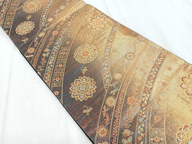平和屋着物◎六通柄袋帯 唐織 花鳥文 金糸 正絹 逸品 CABD5056nb