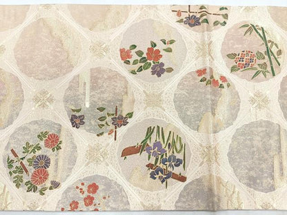 平和屋着物◎太鼓柄袋帯　天井花文　金彩　正絹　逸品　CABD5059nb