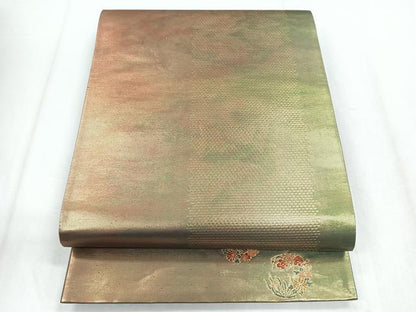 平和屋着物◎六通柄袋帯 霞文 ワンポイント刺繍 引箔 正絹 逸品 CABD5067nb