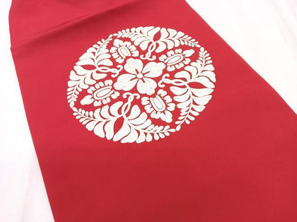 平和屋着物◎塩瀬 九寸名古屋帯 総刺繍 花丸文 正絹 逸品 CABD5074nb