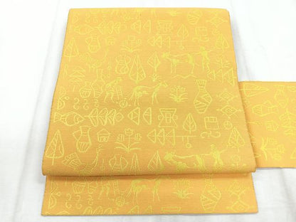 平和屋着物◎八寸名古屋帯 壁画文様 綿 逸品 CABD5078nb