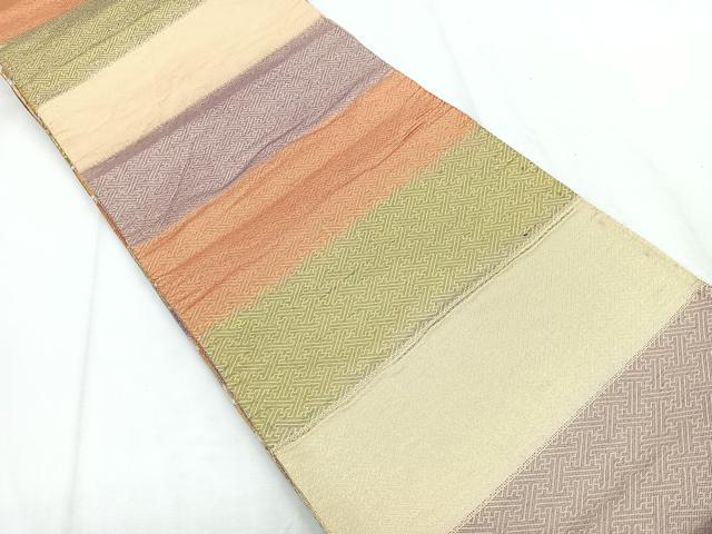 平和屋着物◎佐賀錦 両面 六通柄袋帯 花籬 金銀糸 正絹 逸品 CABD5082nb