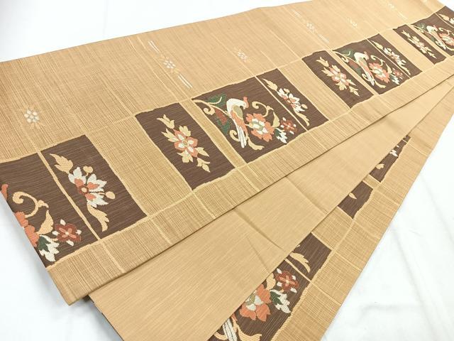 平和屋着物◎六通柄袋帯 楽山 更紗花鳥文 正絹 逸品 CABD5083nb