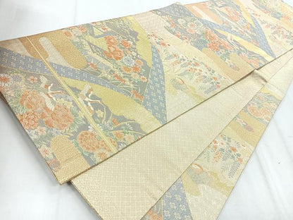 平和屋着物◎宝珠本佐賀錦 六通柄袋帯 九百錦 金糸 正絹 逸品 CABD5092nb