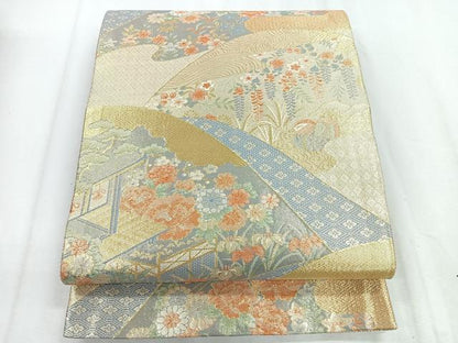 平和屋着物◎宝珠本佐賀錦 六通柄袋帯 九百錦 金糸 正絹 逸品 CABD5092nb