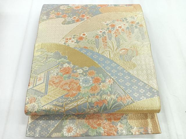 平和屋着物◎宝珠本佐賀錦 六通柄袋帯 九百錦 金糸 正絹 逸品 CABD5092nb