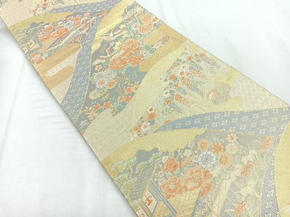 平和屋着物◎宝珠本佐賀錦 六通柄袋帯 九百錦 金糸 正絹 逸品 CABD5092nb