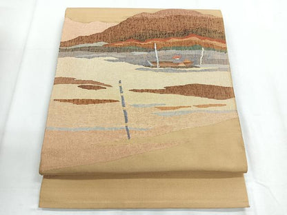 平和屋着物◎太鼓柄袋帯 人物風景文 正絹 逸品 CABD5100nb