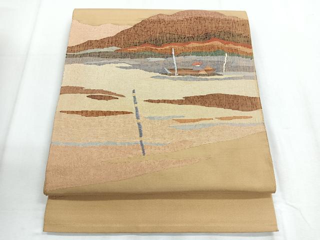 平和屋着物◎太鼓柄袋帯 人物風景文 正絹 逸品 CABD5100nb