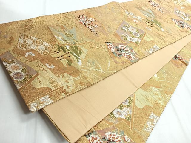 平和屋着物◎六通柄袋帯 唐織 冊子花文 金糸 正絹 逸品 CABD5120nb