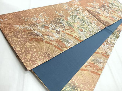 平和屋着物◎六通柄袋帯 松梅 金糸 正絹 逸品 CABD5123nb