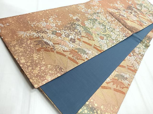 平和屋着物◎六通柄袋帯 松梅 金糸 正絹 逸品 CABD5123nb