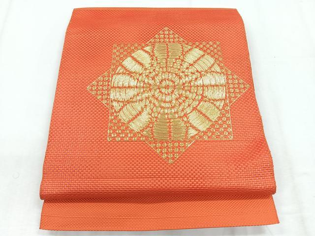 平和屋着物◎本場筑前博多織 八寸名古屋帯 総刺繍 駒刺繍 舞花文 金糸 正絹 逸品 CABD5131nb
