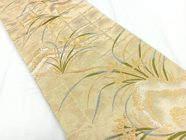 平和屋着物◎六通柄袋帯 唐織 草花文 金糸 正絹 逸品 CABD5137nb