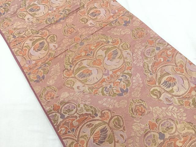 平和屋着物◎六通柄袋帯　双鳥花文　金糸　正絹　逸品　CABD5147nb