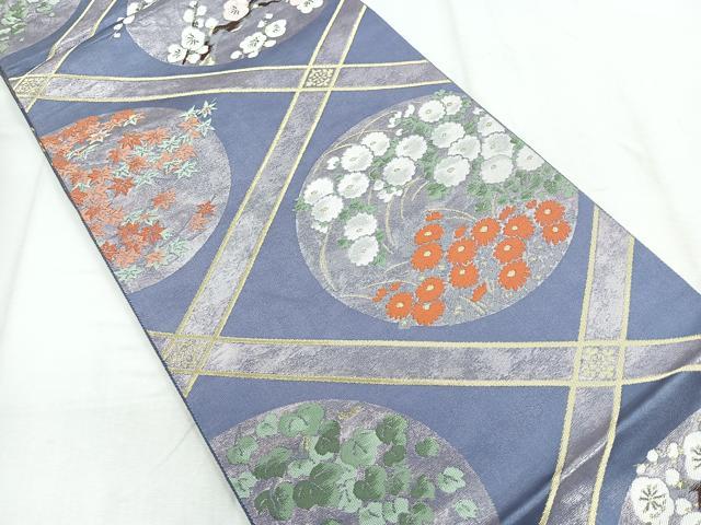 平和屋着物◎六通柄袋帯　天井花文　金糸　正絹　逸品　CABD5149nb