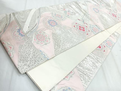 平和屋着物◎六通柄袋帯 唐織 鳳凰花文 銀糸 正絹 逸品 CABD5156nb
