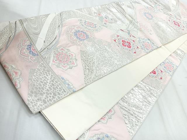 平和屋着物◎六通柄袋帯 唐織 鳳凰花文 銀糸 正絹 逸品 CABD5156nb