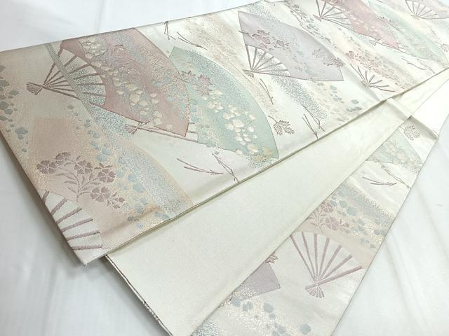 平和屋着物◎佐賀錦 六通柄袋帯 扇面花文 金銀糸 正絹 逸品 CABD5159nb