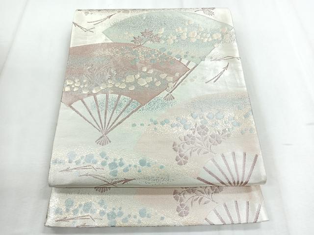 平和屋着物◎佐賀錦 六通柄袋帯 扇面花文 金銀糸 正絹 逸品 CABD5159nb