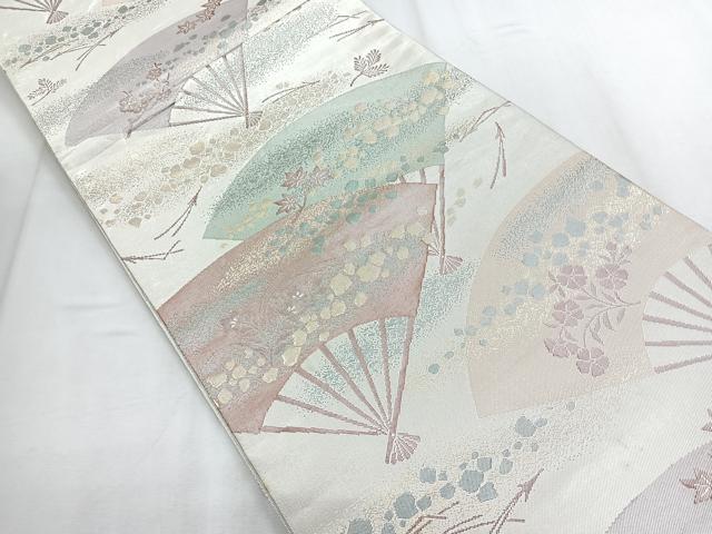 平和屋着物◎佐賀錦 六通柄袋帯 扇面花文 金銀糸 正絹 逸品 CABD5159nb