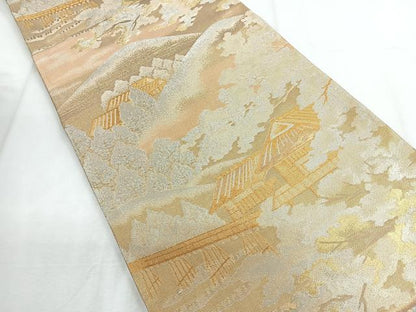平和屋着物◎佐賀錦 六通柄袋帯 風景紋 金銀糸 正絹 逸品 CABD5160nb