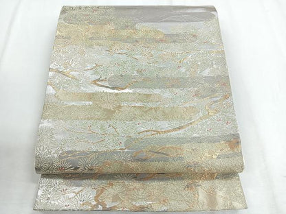 平和屋着物◎六通柄袋帯 福寿 金銀糸 正絹 逸品 CABD5164nb