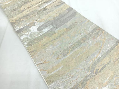 平和屋着物◎六通柄袋帯 福寿 金銀糸 正絹 逸品 CABD5164nb