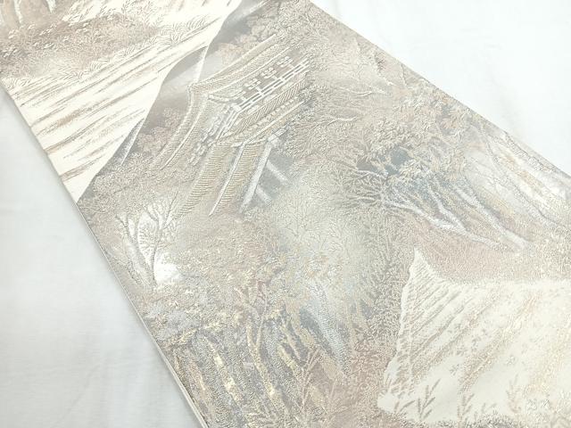 平和屋着物◎六通柄袋帯 風景文 金銀糸 正絹 逸品 CABD5165nb