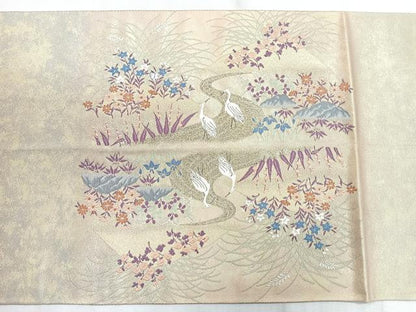 平和屋着物◎六通柄袋帯 花鳥文 金銀糸 正絹 逸品 CABD5166nb