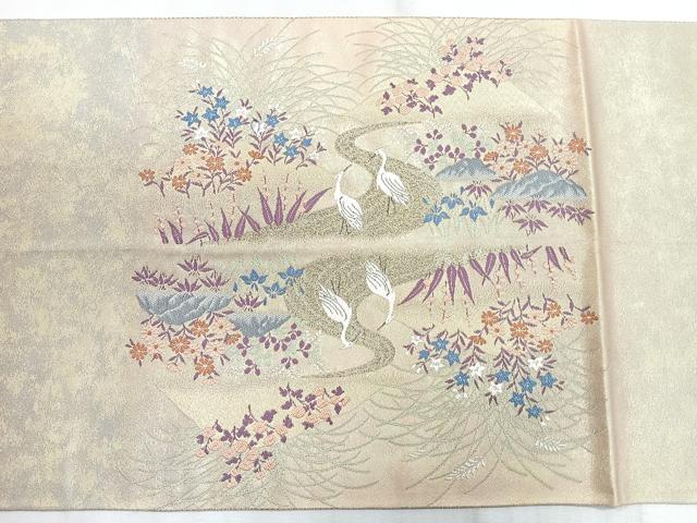 平和屋着物◎六通柄袋帯 花鳥文 金銀糸 正絹 逸品 CABD5166nb