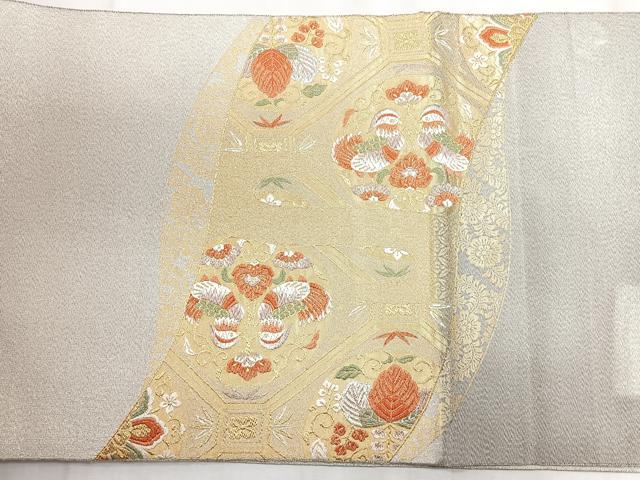 平和屋着物◎太鼓柄袋帯 綴 花鳥文 金銀糸 正絹 逸品 CABD5168nb