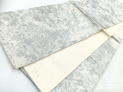 平和屋着物◎六通柄袋帯　蔦の葉文　銀糸　正絹　逸品　CABD5185nb