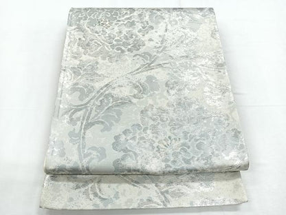 平和屋着物◎六通柄袋帯　蔦の葉文　銀糸　正絹　逸品　CABD5185nb