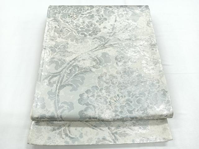 平和屋着物◎六通柄袋帯　蔦の葉文　銀糸　正絹　逸品　CABD5185nb