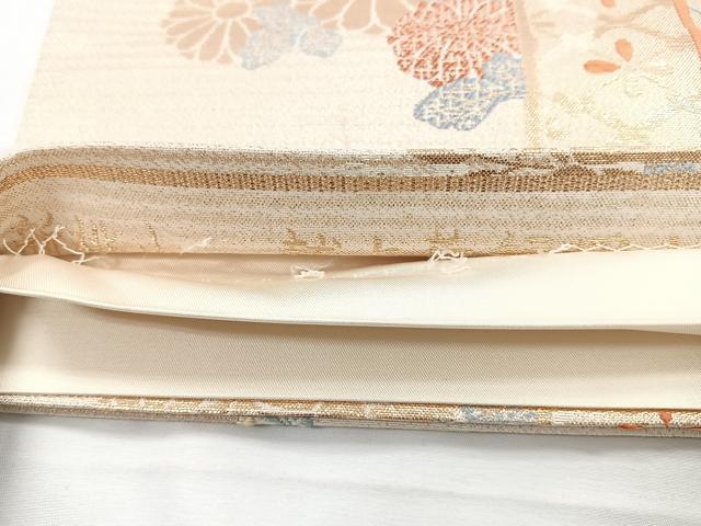 平和屋着物◎六通柄袋帯　唐織　新桃山　献上菊短冊　桃山綴　金糸　正絹　逸品　CABD5197nb