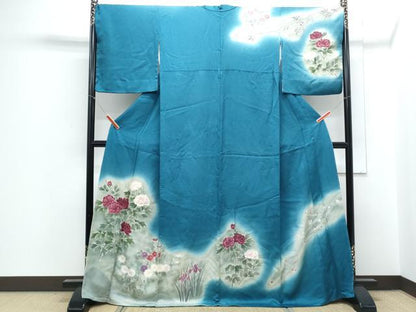 平和屋着物▼訪問着　作家物　手描き　草花文　暈し染め　正絹　逸品　CABD5210th