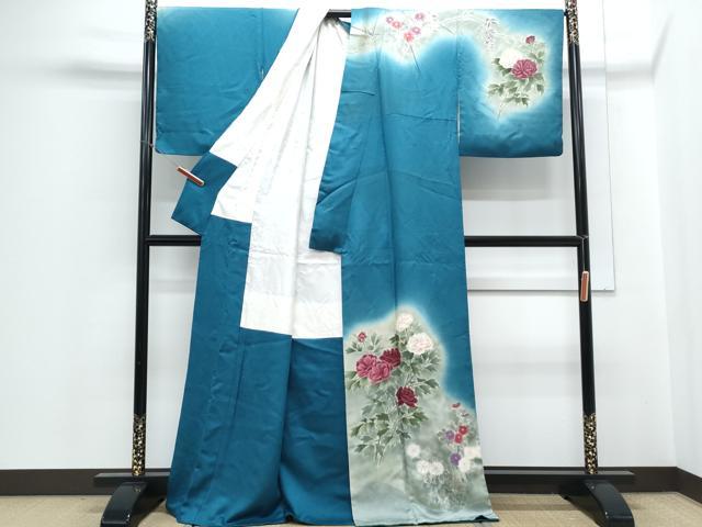平和屋着物▼訪問着　作家物　手描き　草花文　暈し染め　正絹　逸品　CABD5210th