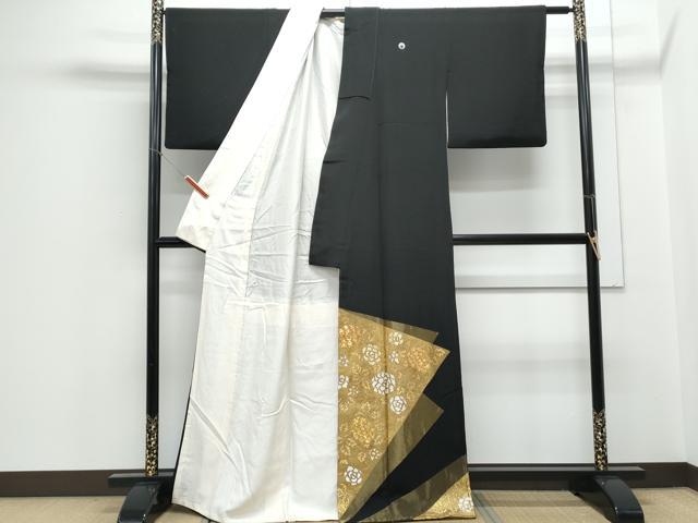 平和屋着物▼豪華黒留袖　駒刺繍　色紙重ね花文　金彩　正絹　逸品　CABD5221th
