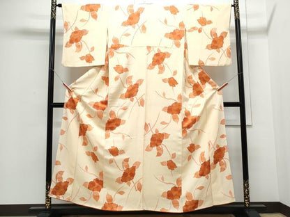 平和屋着物▼上質な小紋　地紋起こし　枝花文　正絹　逸品　CABD5268th